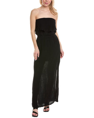 Michael Stars Tara Black Strapless Cotton Maxi Dress, Size XL