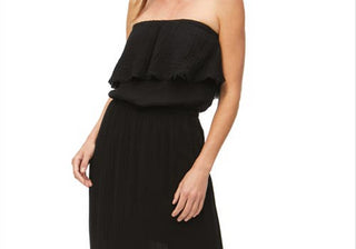 Michael Stars Tara Black Strapless Cotton Maxi Dress, Size XL