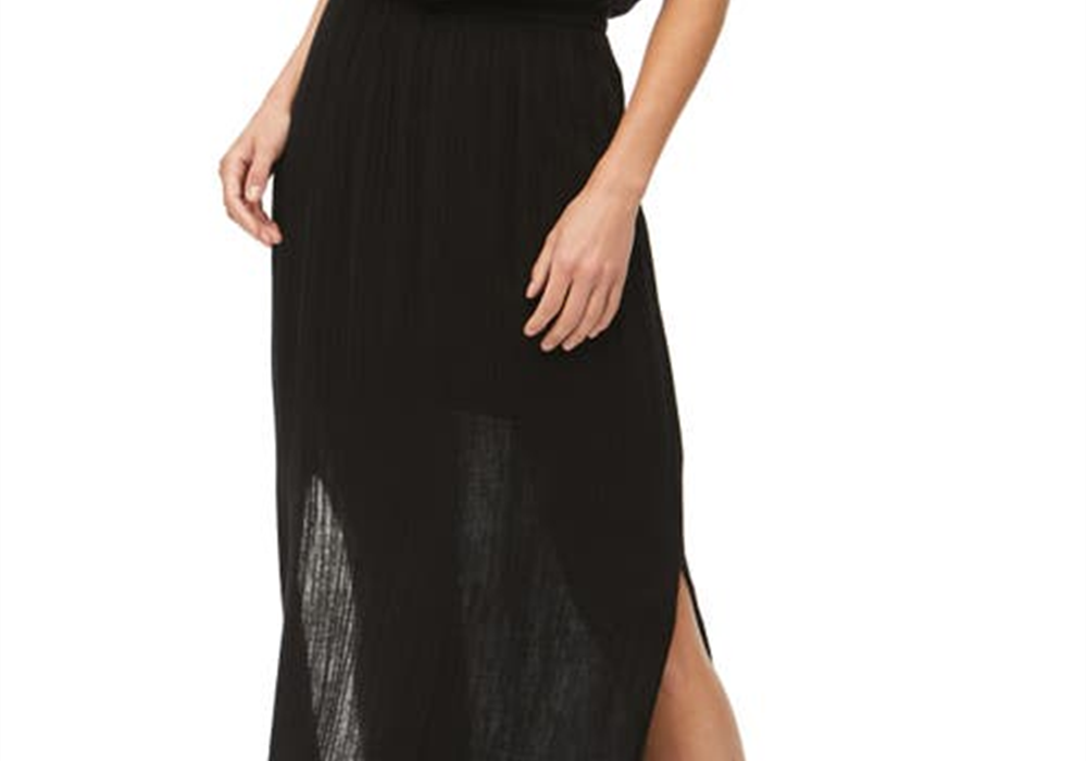 Michael Stars Tara Black Strapless Cotton Maxi Dress, Size XL
