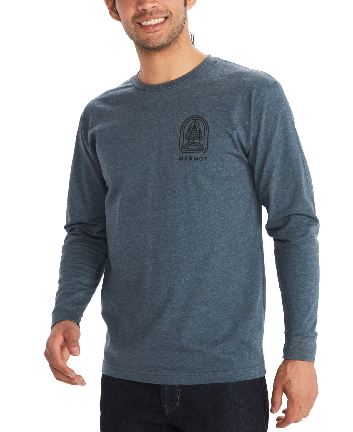 Marmot Men's Wilderness Guide Graphic Long Sleeve T-Shirt Blue Size Small