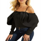 GUESS Women's Yessica Off The Shoulder Blouse Black Size Medium