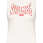 GUESS Women's Sleeveless Mock Neck Logo Top White Size Large