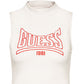 GUESS Women's Sleeveless Mock Neck Logo Top White Size Large