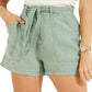 GUESS Women's Brynn Belted Linen Cargo Shorts Green Size Large