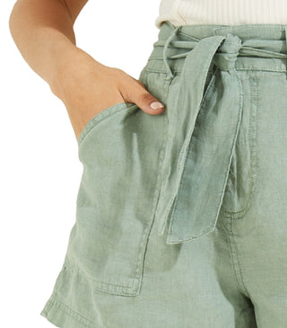 GUESS Women's Brynn Belted Linen Cargo Shorts Green Size Large