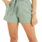 GUESS Women's Brynn Belted Linen Cargo Shorts Green Size Large
