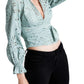 GUESS Women's Kamy Eyelet Wrap Blouse Green Size Large