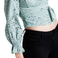 GUESS Women's Kamy Eyelet Wrap Blouse Green Size Large