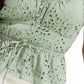 GUESS Women's Woven Eyelet Tie Shirred Buttoned Sleeveless Scoop Neck Top Green Size Medium