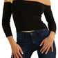 GUESS Women's Off The Shoulder Crop Top Black Size Large