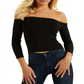 GUESS Women's Off The Shoulder Crop Top Black Size Large