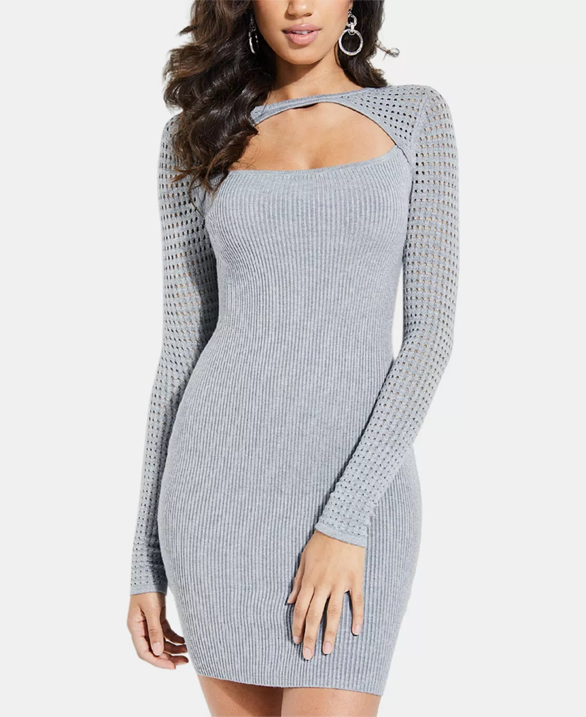 GUESS Women's Allison Cutout Body Con Dress Gray Size Medium