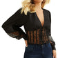 GUESS Women's Amira Lace Corset Blouse Black Size Large