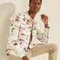 GUESS Men's Collage Print Denim Jacket White Size Large