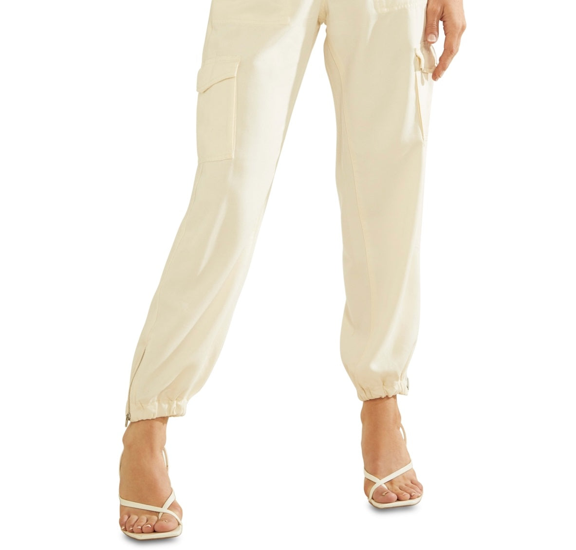 GUESS Women's Bowie Chino Cargo Pants White Size 28