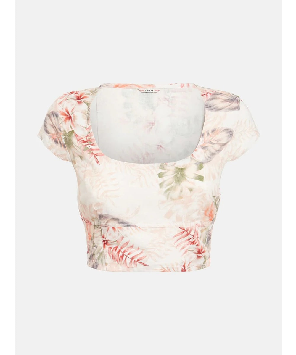 GUESS Women's Amina Linen Short Cropped Pink Size Small