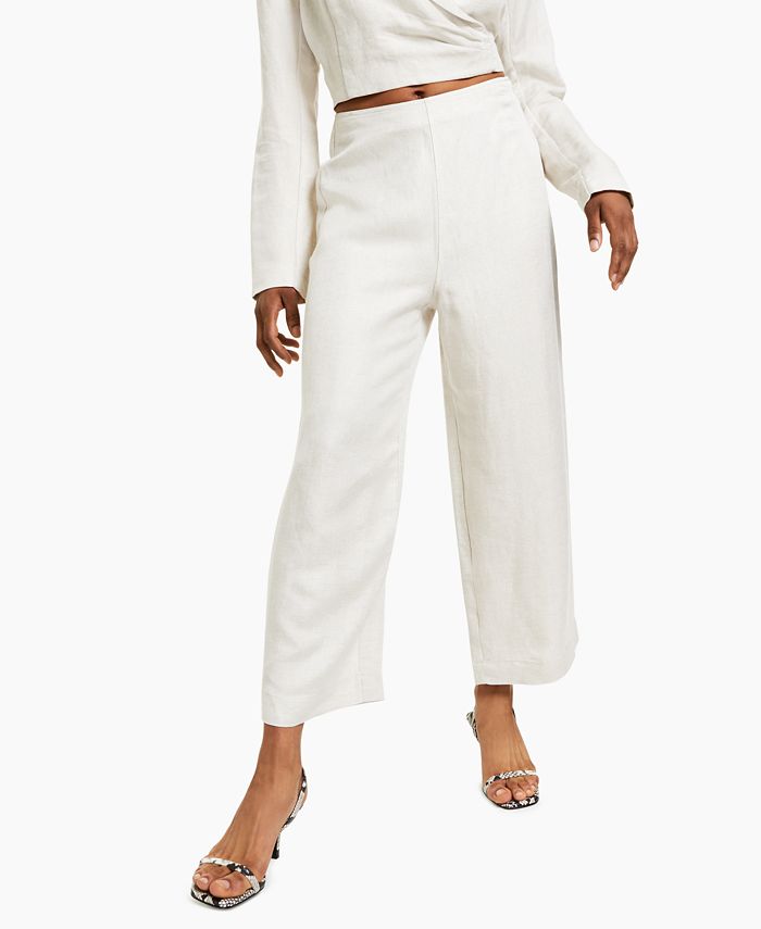 Guess Women's Karter Linen Blend Pants White Size 2