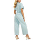 GUESS Women's Kinsley Crop Cargo Jumpsuit Blue Size Large