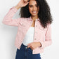 GUESS Women's Stevie Denim Trucker Jacket Pink Size Small