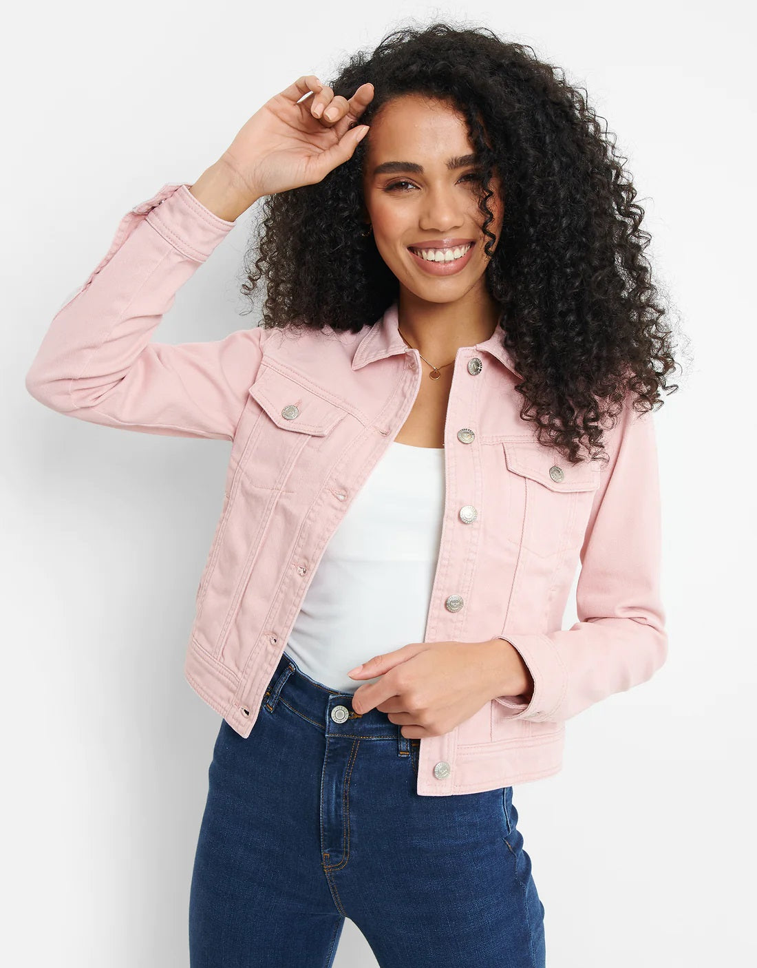 GUESS Women's Stevie Denim Trucker Jacket Pink Size Large