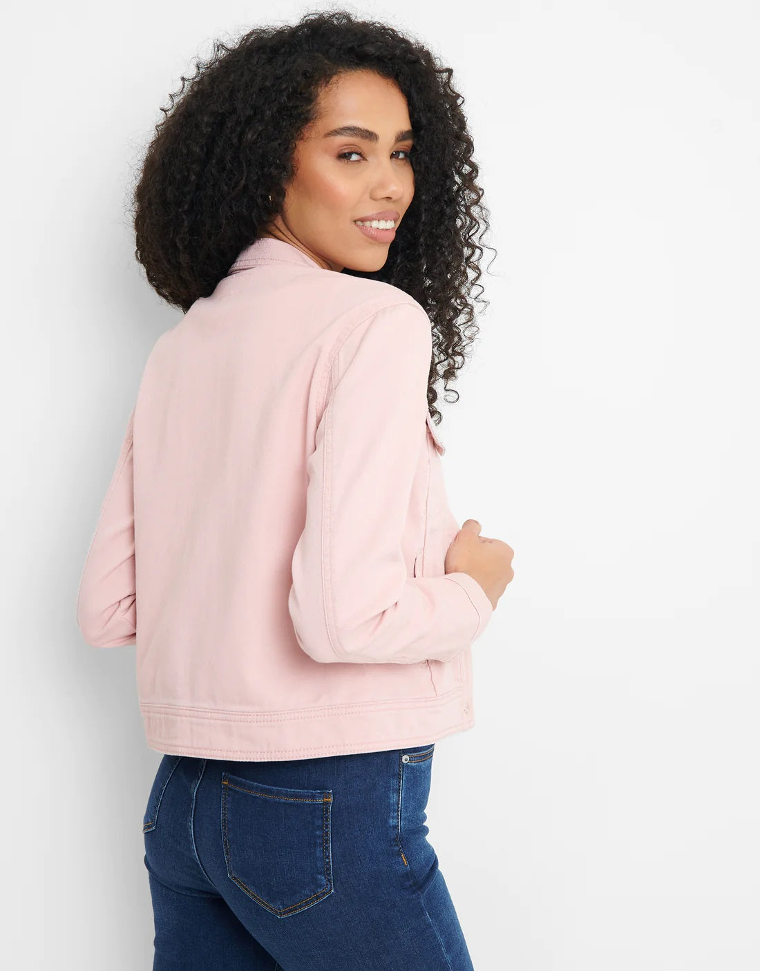 GUESS Women's Stevie Denim Trucker Jacket Pink Size Large