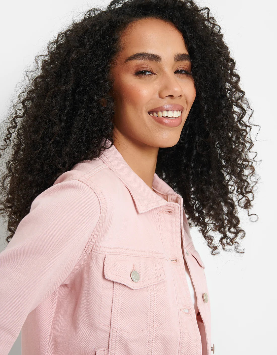 GUESS Women's Stevie Denim Trucker Jacket Pink Size Large