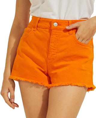 GUESS Women's Denim Mom Shorts Orange Size 30
