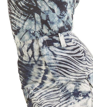 GUESS Women's Gwen Print Cutout Top Blue Size Medium