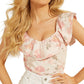 GUESS Women's Veronika Double Ruffled Printed Top Pink Size Medium