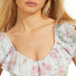 GUESS Women's Veronika Double Ruffled Printed Top Blue Size Small