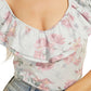 GUESS Women's Veronika Double Ruffled Printed Top Blue Size Small