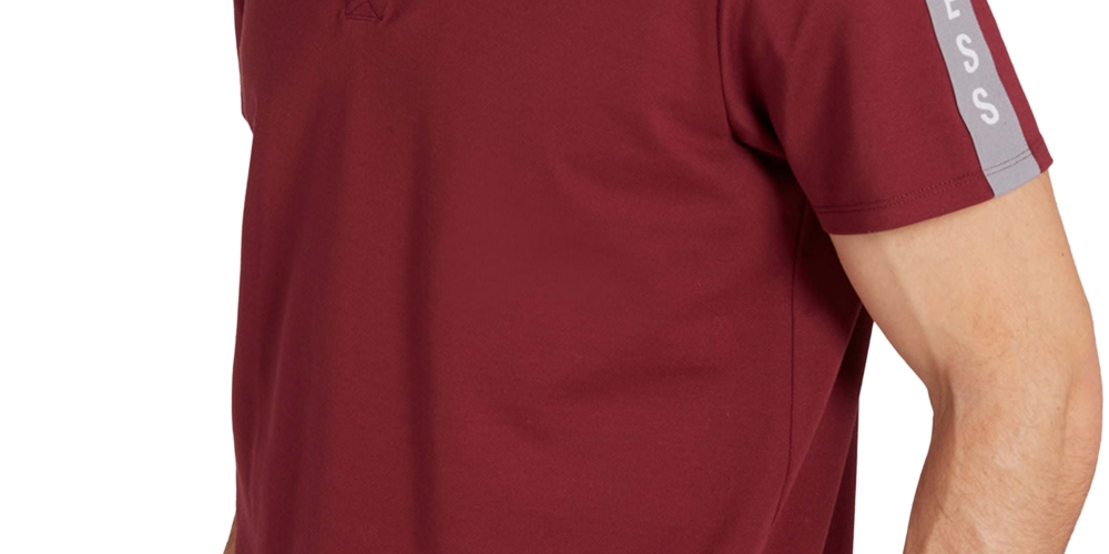 GUESS Men's Pique Logo Taping Polo Shirt Red Size XX-Large