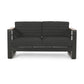 Loveseat With Slat Paneling And Aluminum Frame - Black