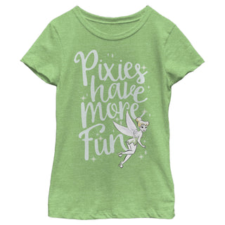 Disney Girl's Tinkerbell Pixies Have More Fun Graphic Tee Green Size Medium
