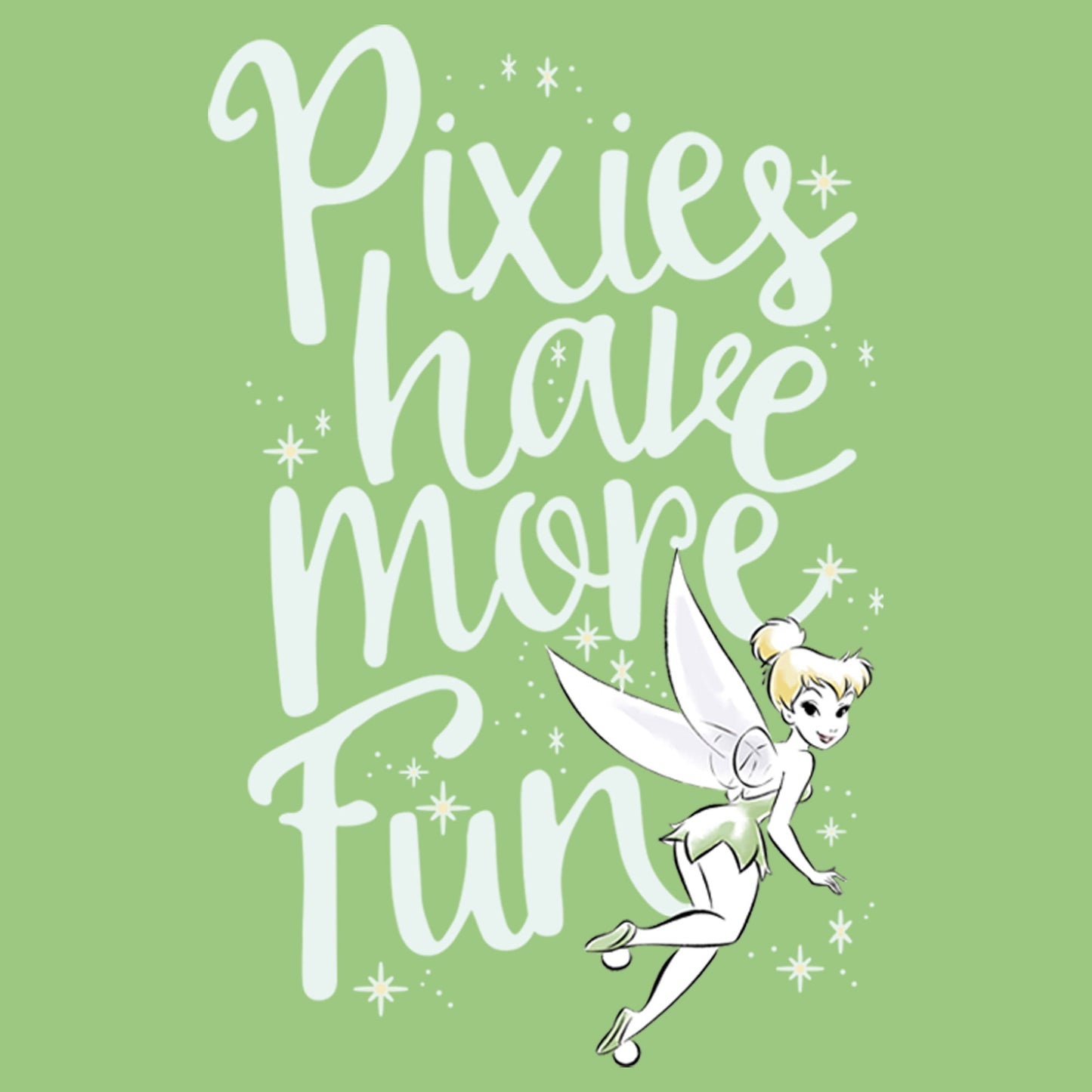Disney Girl's Tinkerbell Pixies Have More Fun Graphic Tee Green Size Medium