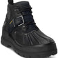 Ralph Lauren Men's Waterproof Buckle Accent Oslo Round Toe Wedge Lace Up Leather Boots Black