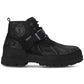 Ralph Lauren Men's Waterproof Buckle Accent Oslo Round Toe Wedge Lace Up Leather Boots Black