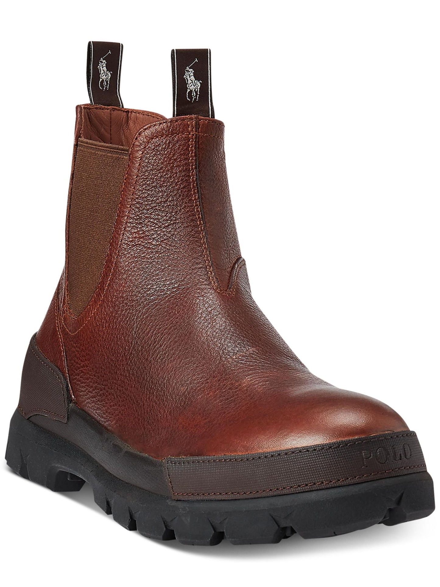 Polo Ralph Lauren Men's Treaded Comfort Oslo Round Toe Wedge Leather Chelsea Brown Size 11.5 D