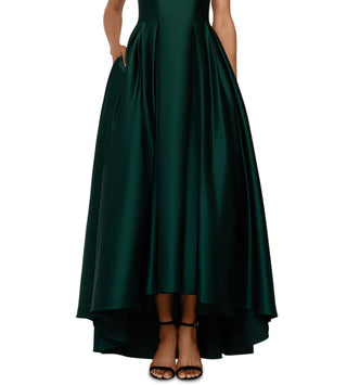 Betsy & Adam Women's Satin High Low Ball Gown Green Size 4