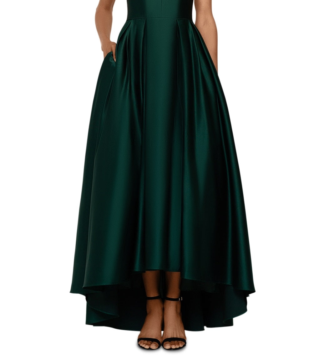 Betsy & Adam Women's Satin High Low Ball Gown Green Size 6