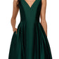 Betsy & Adam Women's Satin High Low Ball Gown Green Size 10