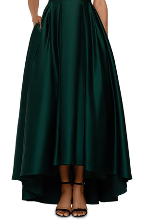 Betsy & Adam Women's Satin High Low Ball Gown Green Size 10