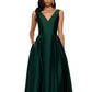 Betsy & Adam Women's Satin High Low Ball Gown Green Size 14