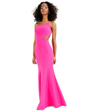 Betsy & Adam Women's Cutout One Shoulder Crepe Gown Pink Size 8