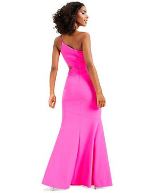 Betsy & Adam Women's Cutout One Shoulder Crepe Gown Pink Size 8