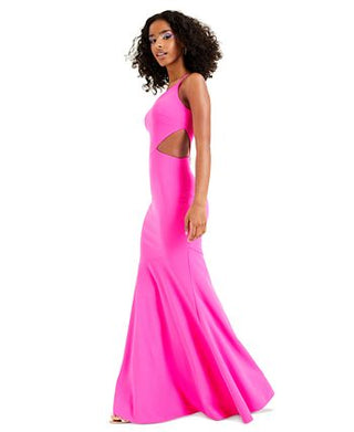Betsy & Adam Women's Cutout One Shoulder Crepe Gown Pink Size 8
