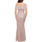 Betsy & Adam Women's Off The Shoulder Shimmer Gown Pink Size 8