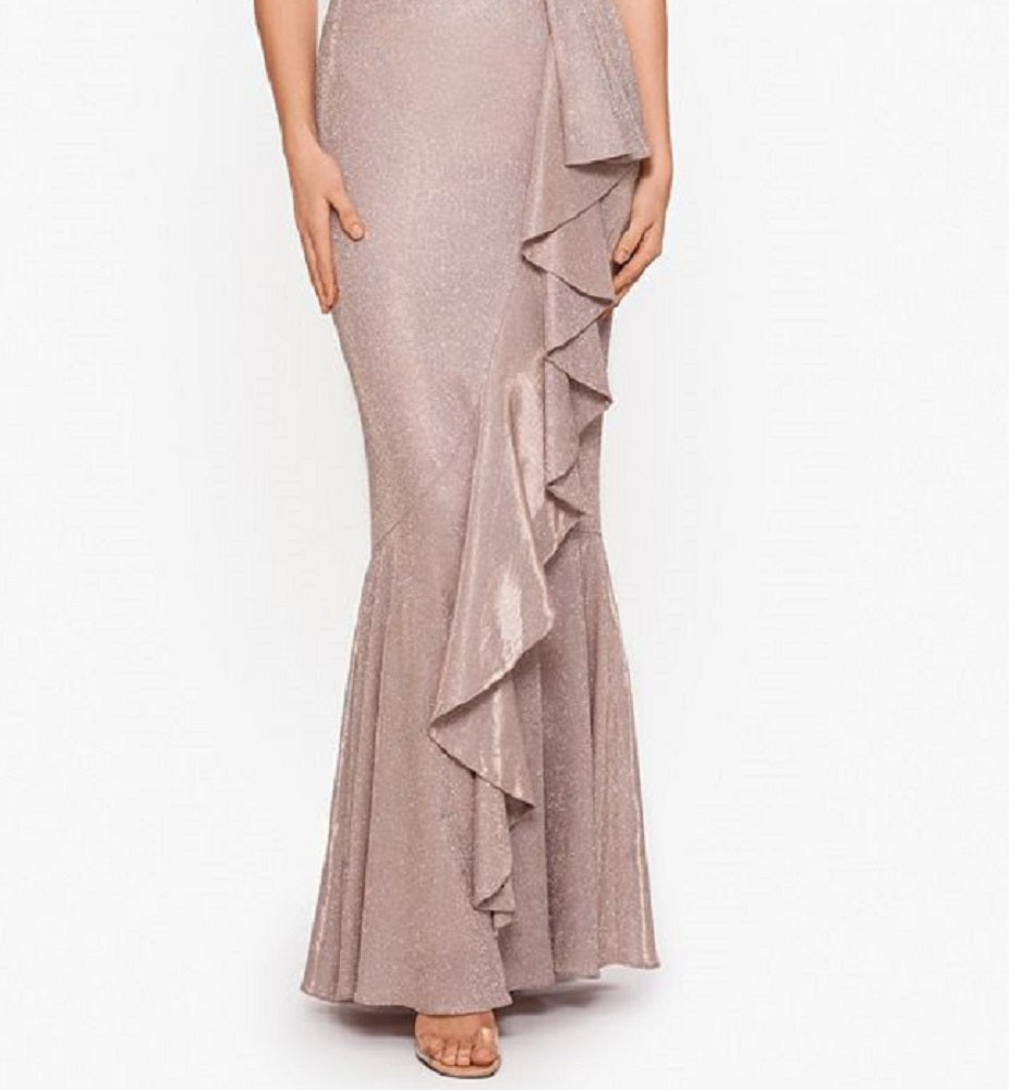 Betsy & Adam Women's Off The Shoulder Shimmer Gown Pink Size 10