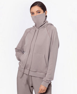 Betsy & Adam Women's Hoodie With Removable Mask Gray Size Small