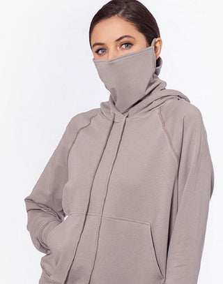 Betsy & Adam Women's Hoodie With Removable Mask Gray Size Small